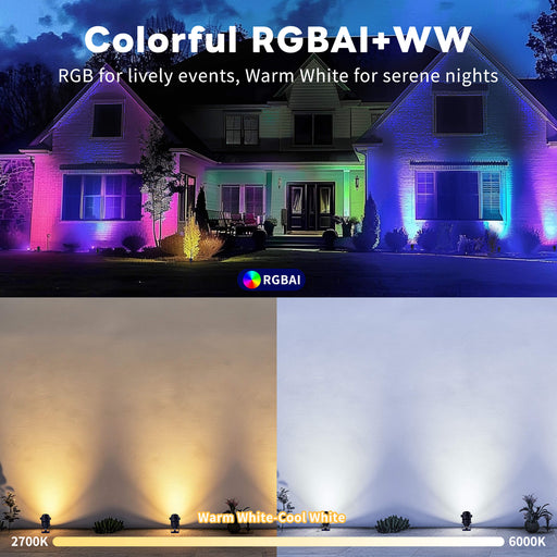Gardenreet Outdoor Smart Spotlight, 1800LM RGB Color Changing Aluminum  Landscape Lighting (9102A) - Sweatfully