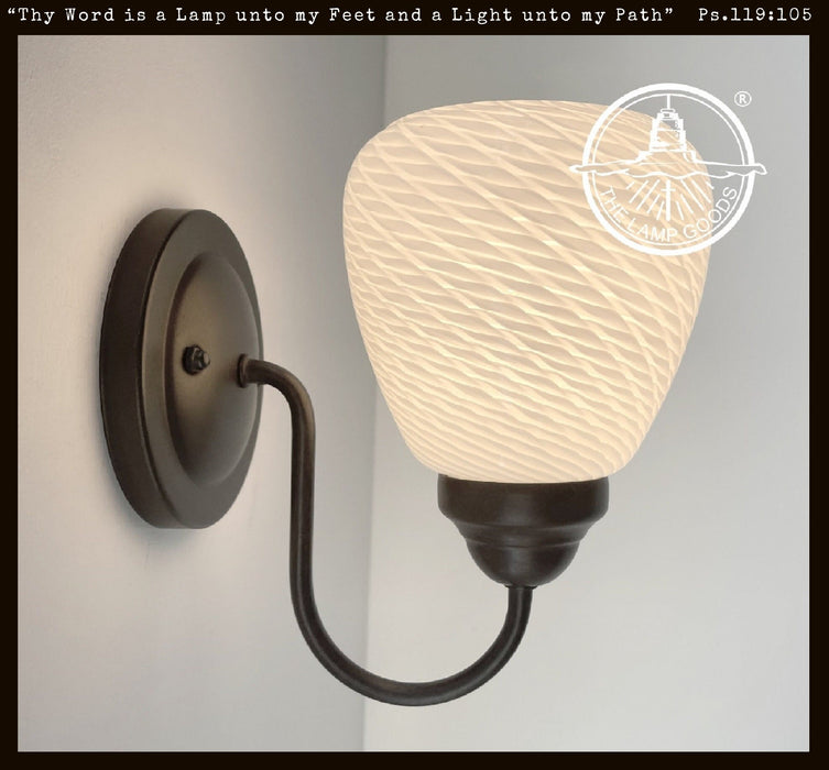 Modern 'Ribbon' 1970's Milk Glass WALL SCONCE Lighting - Sweatfully