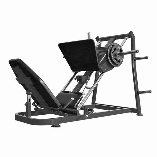 Excel Roller Bearing Leg Press - Muscle D Fitness - Plate Load Leg Press - Weight Storage Pegs - Adjustable Back Pad - Sweatfully