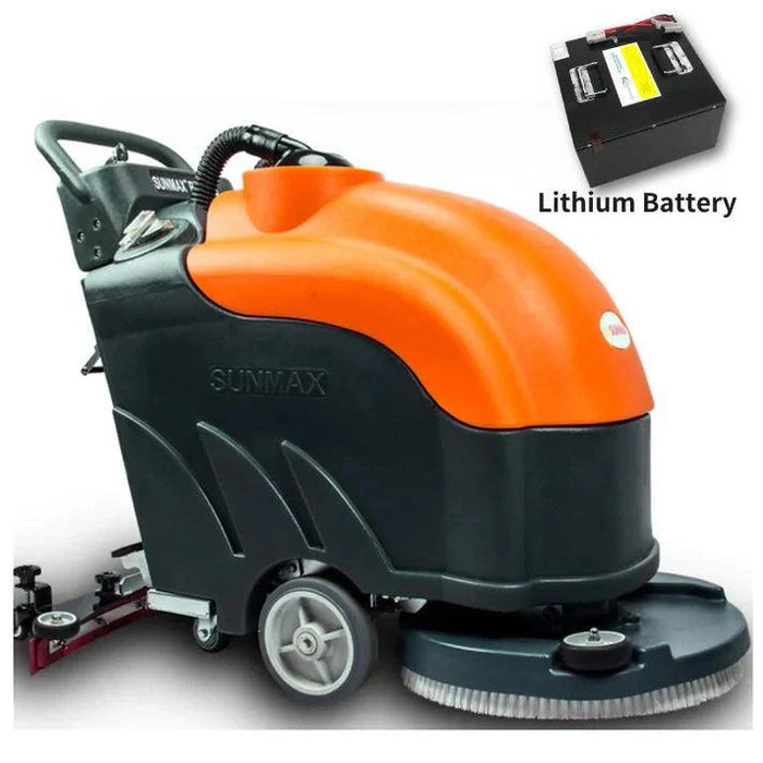 SUNMAX RT50+ 22" Battery Powered Automatic Floor Scrubber, Lithium Battery Power, 13.2 Water Tank, 30000 Sqft/H - Sweatfully