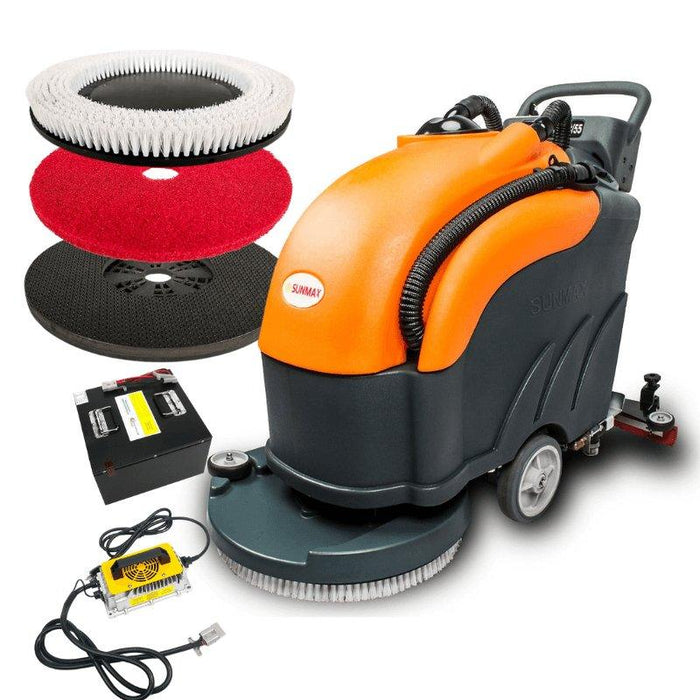 SUNMAX RT50+ 22" Battery Powered Automatic Floor Scrubber, Lithium Battery Power, 13.2 Water Tank, 30000 Sqft/H - Sweatfully