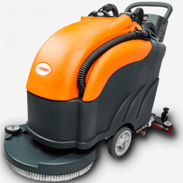 SUNMAX RT50 Battery Powered Walk-Behind Floor Scrubber, 22" Brush Cleaning Path, 30000 Sqft/h Efficiency - Sweatfully