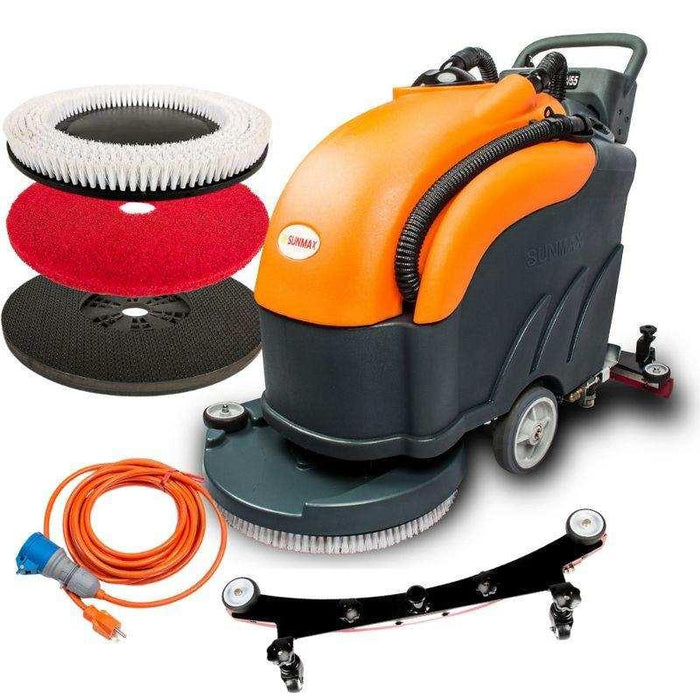 SUNMAX RT50AC Walk-behind Electric Auto Floor Scrubber, 22" Cleaning Path, 22 ft Power Cord - Sweatfully