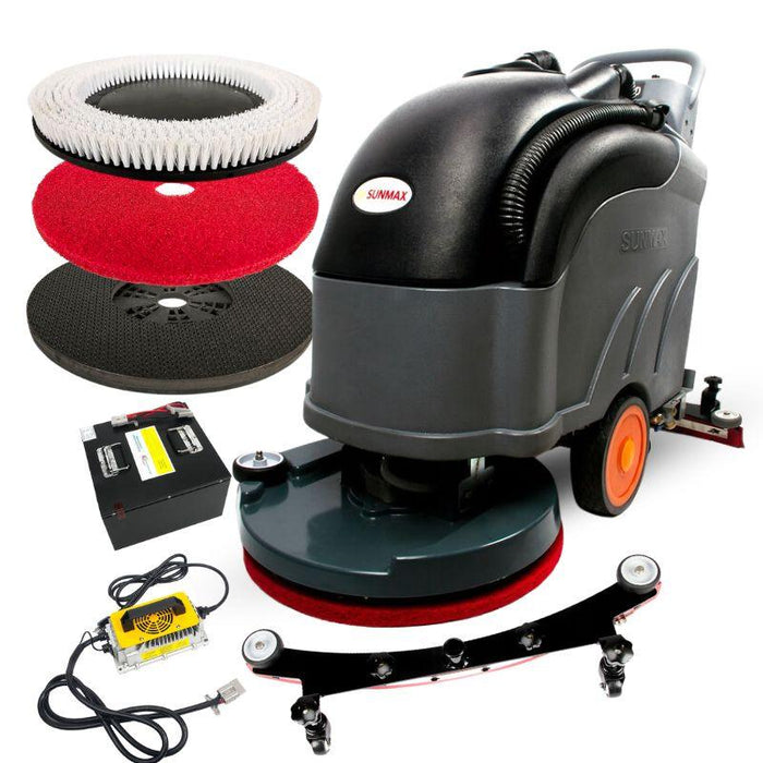 SUNMAX RT50D+ Self-Propelled Battery Powered Floor Scrubber Dryer, 22" Brush Cleaning Path, Lithium Battery - Sweatfully
