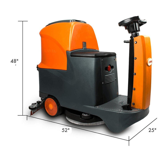 SUNMAX RT70+ Ride-On Floor Scrubber Machine, Lithium Battery, 22" Cleaning Path, 48000 Sqft/h Working Efficiency - Sweatfully
