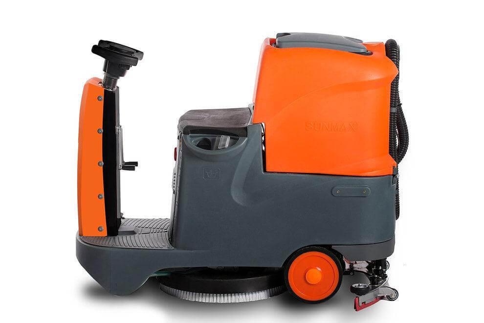 SUNMAX RT70+ Ride-On Floor Scrubber Machine, Lithium Battery, 22" Cleaning Path, 48000 Sqft/h Working Efficiency - Sweatfully
