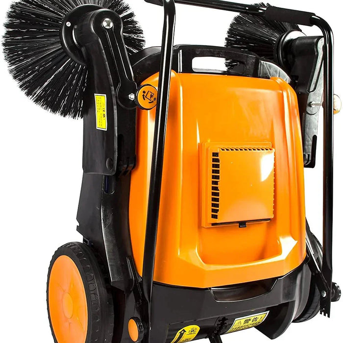 SUNMAX RT980S 38" Manual Push Powered Floor Sweeper, Triple Brooms, 38000 Sqft/h Efficiency - Sweatfully