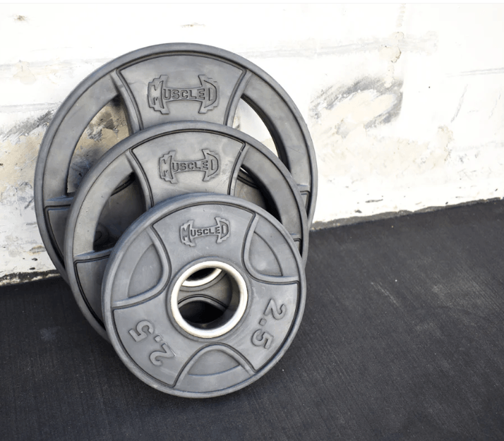 Hard Chrome Olympic Bar and Olympic Rubber Weight Plate Sets - Sweatfully