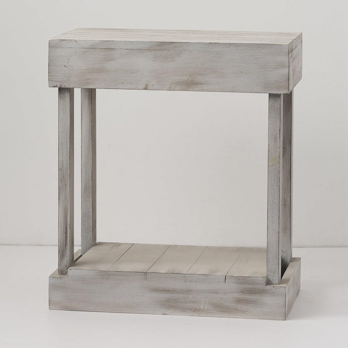 Rustic Wood Square Side Table with Shelf - Sweatfully