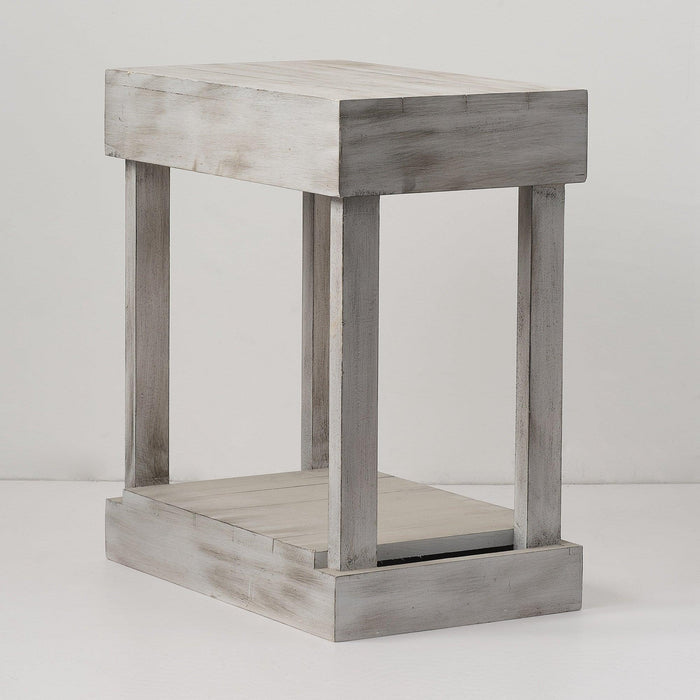 Rustic Wood Square Side Table with Shelf - Sweatfully