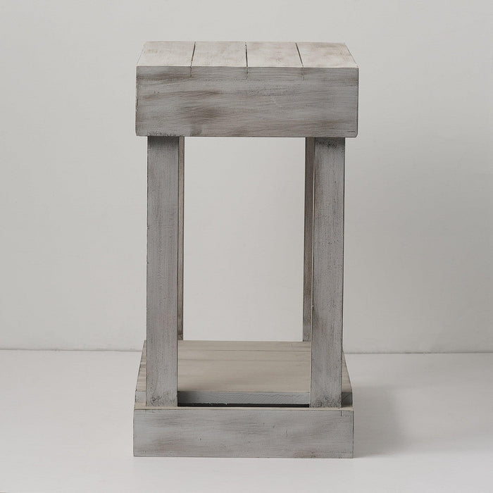 Rustic Wood Square Side Table with Shelf - Sweatfully