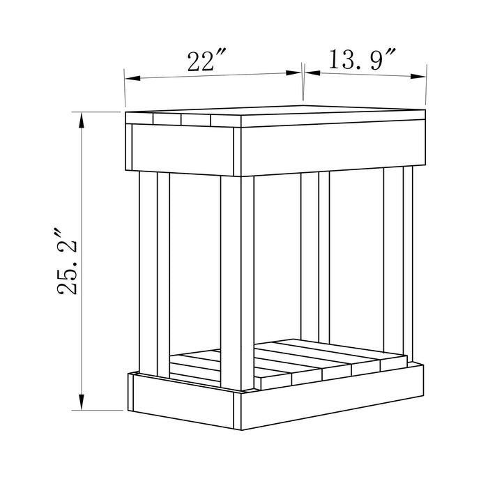 Rustic Wood Square Side Table with Shelf - Sweatfully