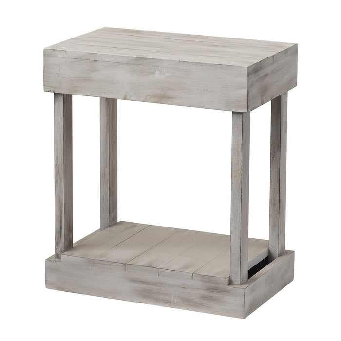 Rustic Wood Square Side Table with Shelf - Sweatfully