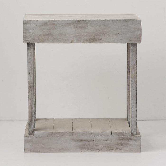 Rustic Wood Square Side Table with Shelf - Sweatfully