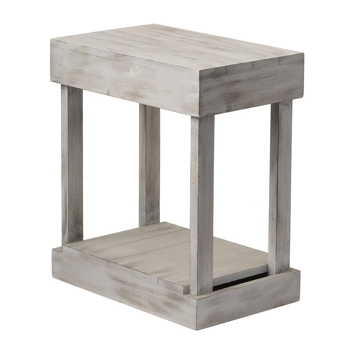 Rustic Wood Square Side Table with Shelf - Sweatfully