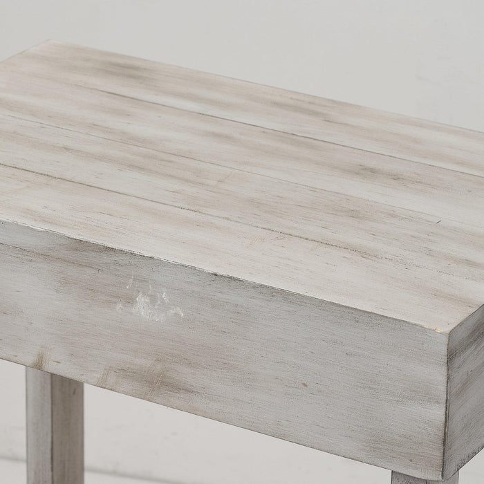 Rustic Wood Square Side Table with Shelf - Sweatfully