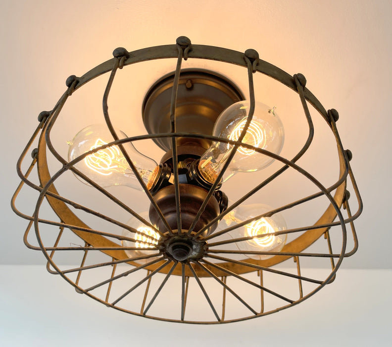 Rustic Industrial Cage Ceiling Light Fixture - Sweatfully