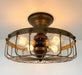 Rustic Industrial Cage Ceiling Light Fixture - Sweatfully