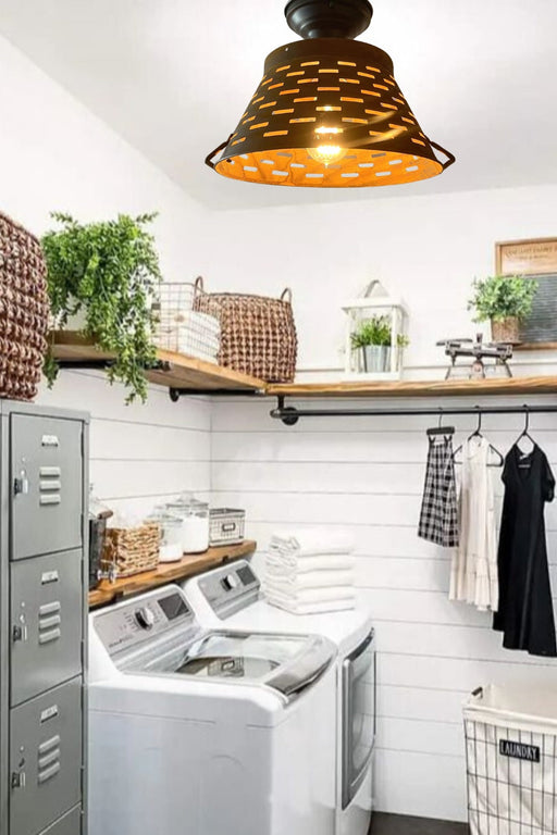Pierced Barn Metal Farmhouse Ceiling Light - Sweatfully
