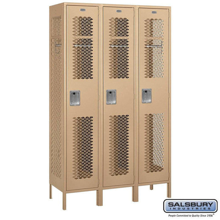 Salsbury 15" Wide Single Tier Vented Metal Locker - 3 Wide - 6 Feet High - 18 Inches Deep