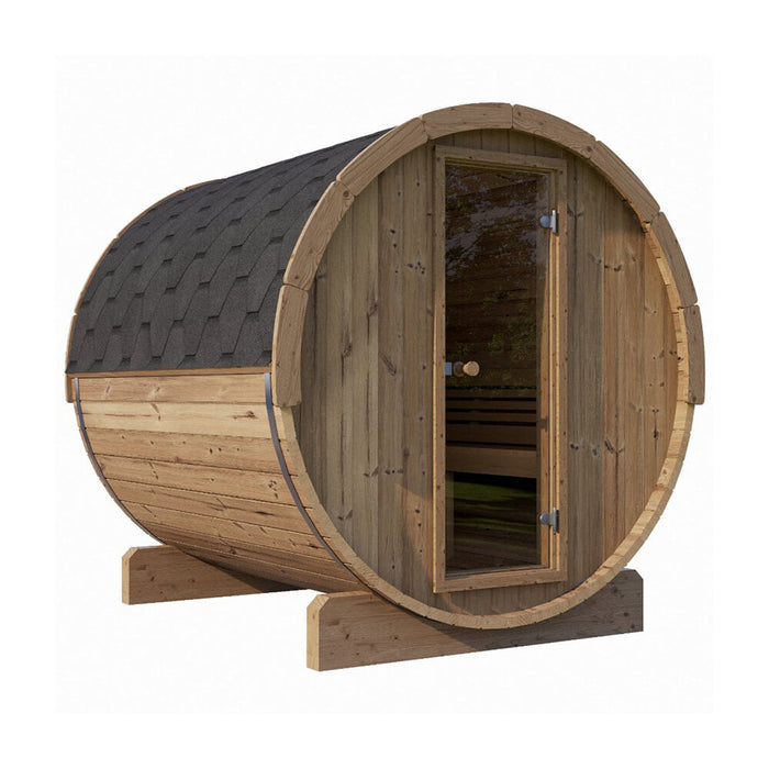 SaunaLife Model E8 Ergo Series 6-Person Outdoor Thermo-Spruce Sauna Barrel [SL-MODELE8] (SAK31809) - Sweatfully