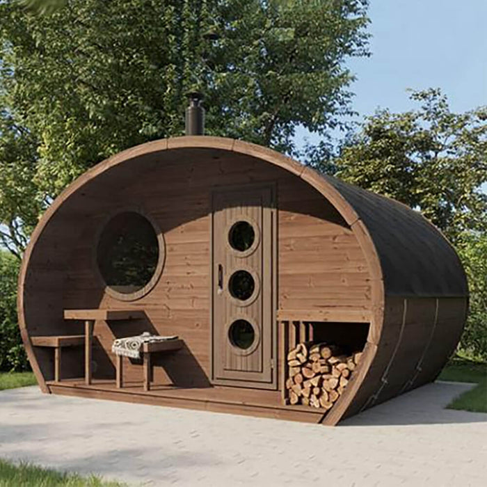 SaunaLife Model G11 8-Person Garden-Series Luxury Wooden Outdoor Home Sauna Kit [SL-MODELG11] (SAK72683) - Sweatfully