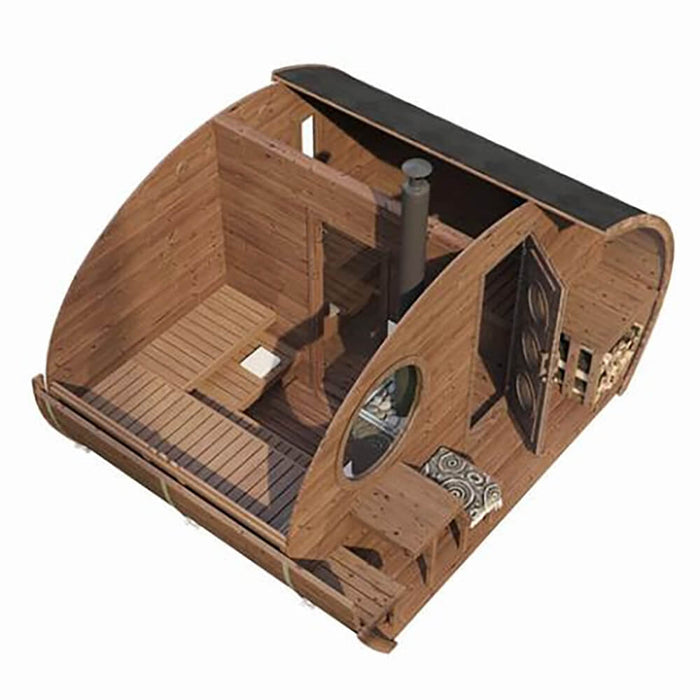 SaunaLife Model G11 8-Person Garden-Series Luxury Wooden Outdoor Home Sauna Kit [SL-MODELG11] (SAK72683) - Sweatfully