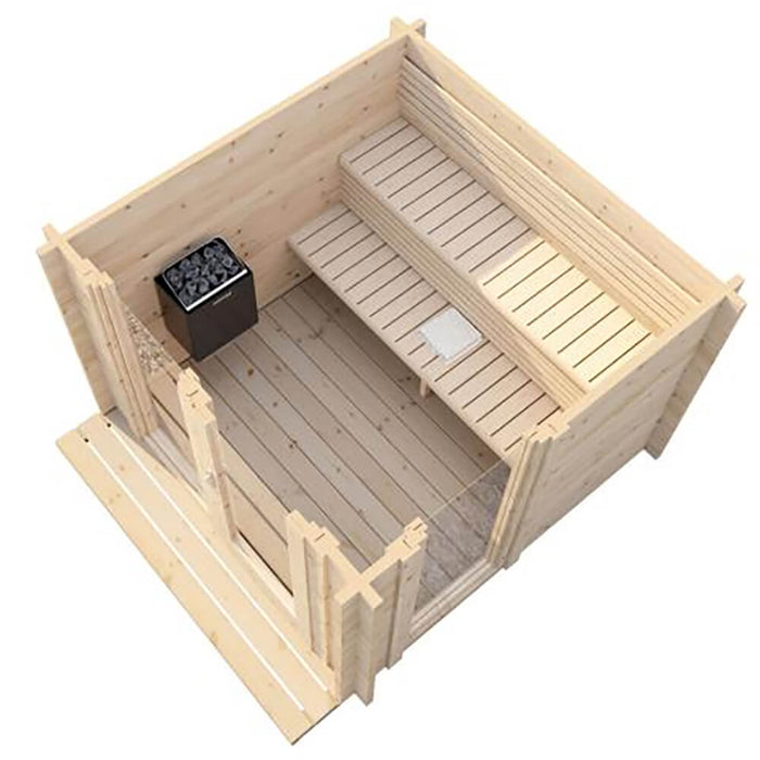 SaunaLife Model G4 6-Person Garden-Series Luxury Wooden Outdoor Home Sauna Kit [SL-MODELG4] (SAK92514) - Sweatfully