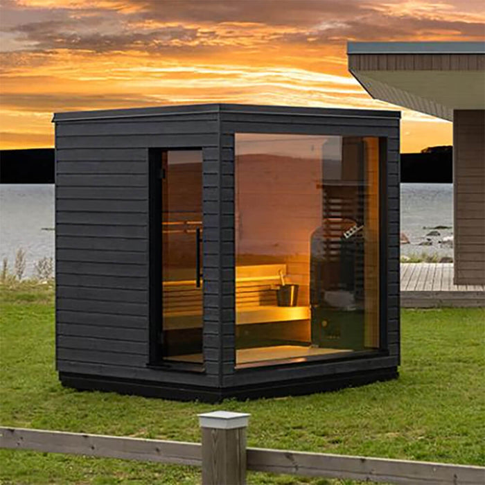 SaunaLife Model G6 5-Person Pre-Assembled Luxury Wooden Outdoor Home Sauna [SL-MODELG6] (SAK39518) - Sweatfully