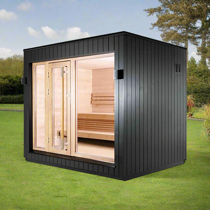 SaunaLife Model G7 6-Person Pre-Assembled Luxury Outdoor Home Sauna With Thermo-Pine Exterior Cladding [SL-MODELG7] (SAK57193) - Sweatfully