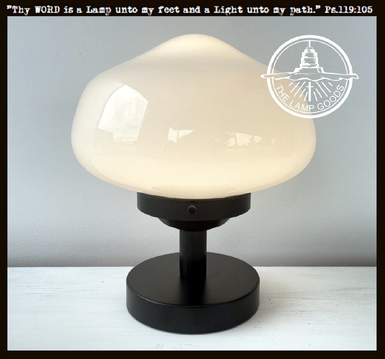 Schoolhouse Milk Glass Table Lamp Fixture - Sweatfully