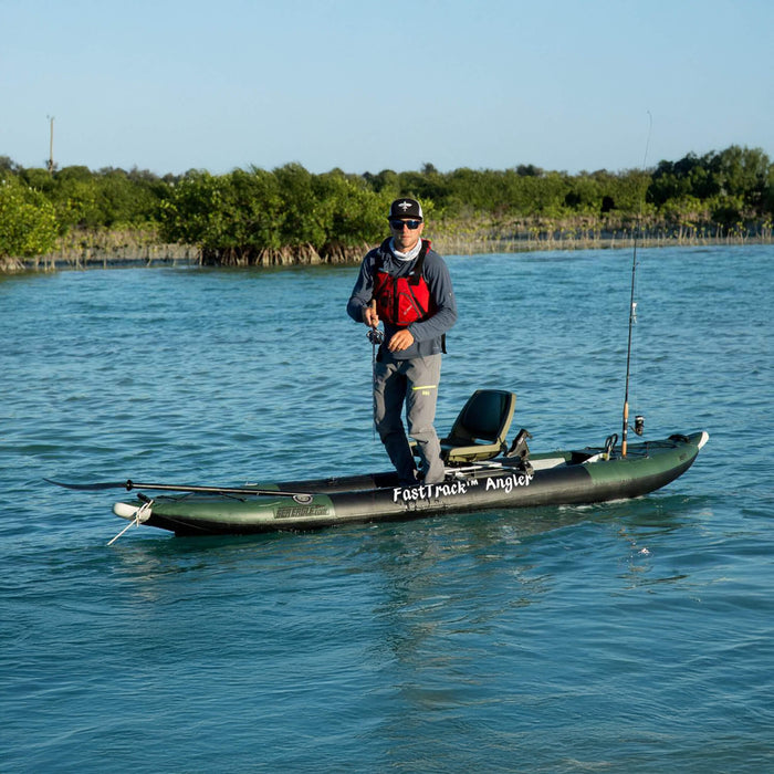 Sea Eagle 385FTA FastTrack 2 Persons Angler Inflatable Hunter Green Fishing Kayak, 12FT [385FTA] (SAK80139) - Sweatfully