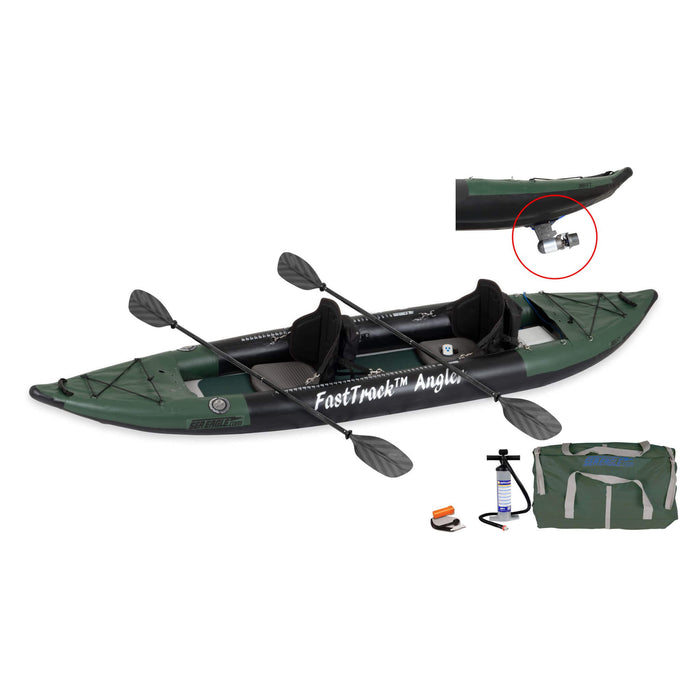 Sea Eagle 385FTA FastTrack 2 Persons Angler Inflatable Hunter Green Fishing Kayak, 12FT [385FTA] (SAK80139) - Sweatfully