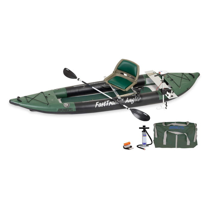 Sea Eagle 385FTA FastTrack 2 Persons Angler Inflatable Hunter Green Fishing Kayak, 12FT [385FTA] (SAK80139) - Sweatfully