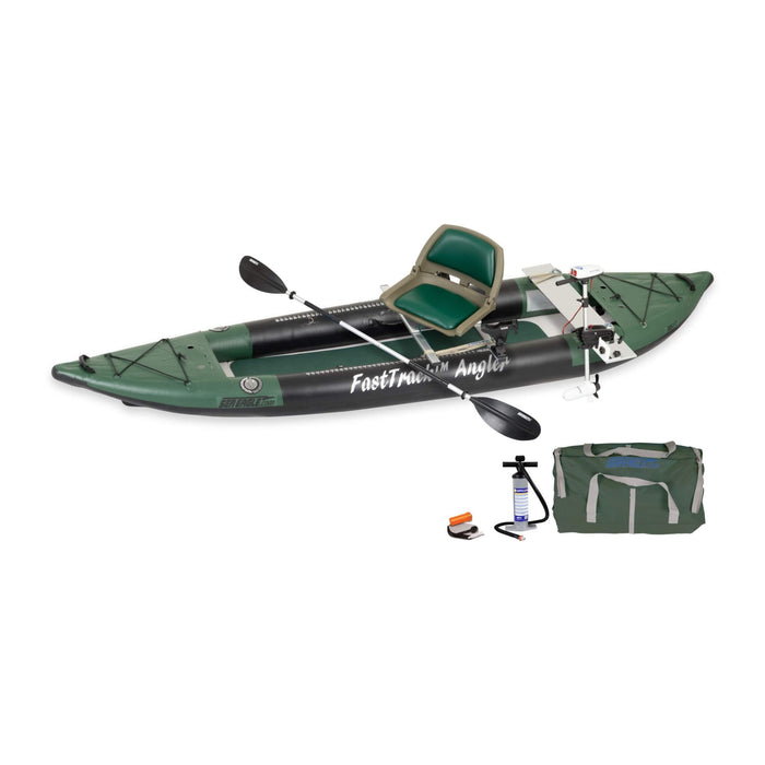 Sea Eagle 385FTA FastTrack 2 Persons Angler Inflatable Hunter Green Fishing Kayak, 12FT [385FTA] (SAK80139) - Sweatfully