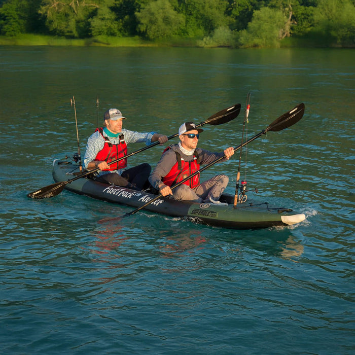 Sea Eagle 385FTA FastTrack 2 Persons Angler Inflatable Hunter Green Fishing Kayak, 12FT [385FTA] (SAK80139) - Sweatfully