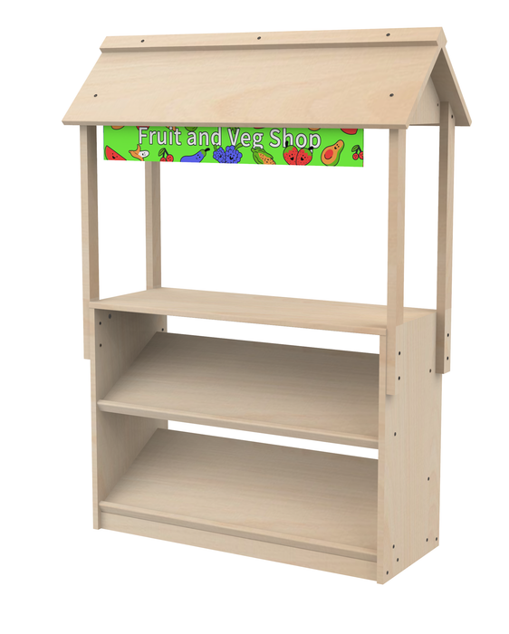 Wooden Farmers Market Stand for Pretend Play - Sweatfully