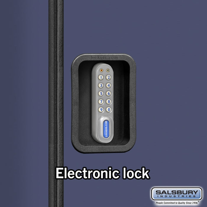 Salsbury 12" Wide Double Tier 'S' Style Designer Wood Locker - 1 Wide - 5 Feet High - 15 Inches Deep - Blue - Silver Electronic Locks - Sweatfully