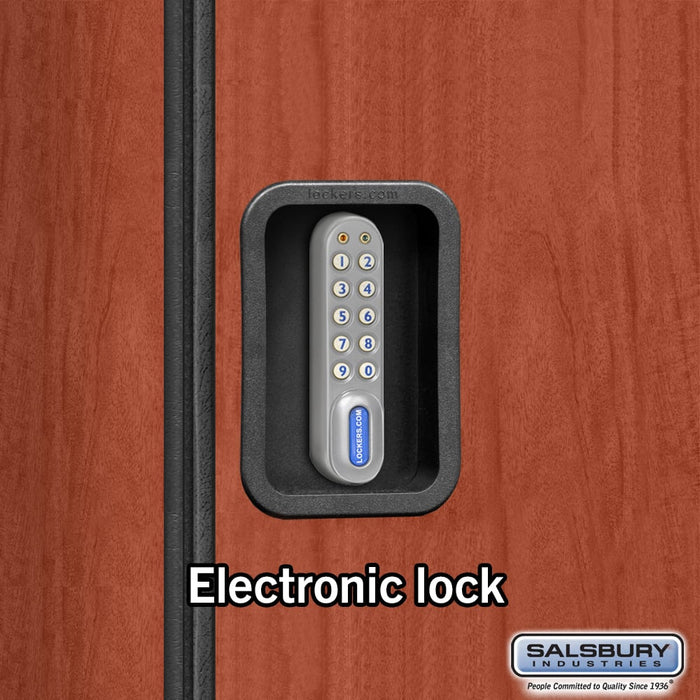 Salsbury 12" Wide Double Tier 'S' Style Designer Wood Locker - 3 Wide - 6 Feet High - 18 Inches Deep - Cherry - Silver Electronic Locks - Sweatfully