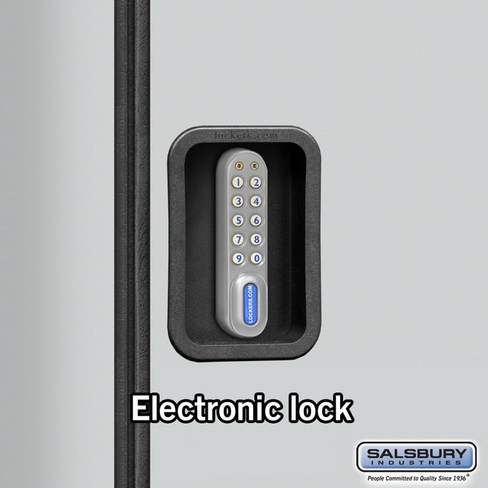 Salsbury 18" Wide Double Tier Designer Wood Locker - 3 Wide - 6 Feet High - 18 Inches Deep - Gray - Silver Electronic Locks - Sweatfully