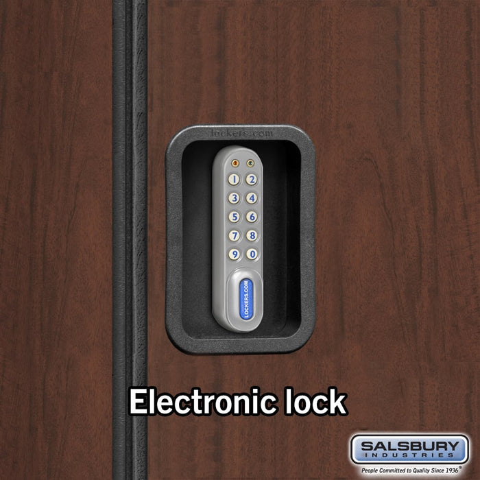 Salsbury 12" Wide Double Tier Designer Wood Locker - 3 Wide - 5 Feet High - 15 Inches Deep - Mahogany - Silver Electronic Locks - Sweatfully