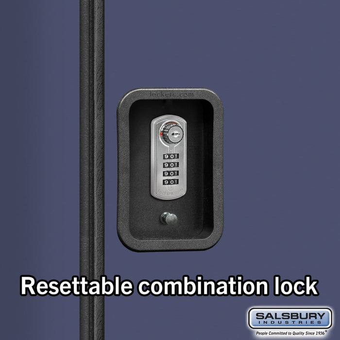 Salsbury 12" Wide Five Tier Box Style Designer Wood Locker - 1 Wide - 5 Feet High - 21 Inches Deep - Blue - Silver Resettable Combination Locks - Sweatfully