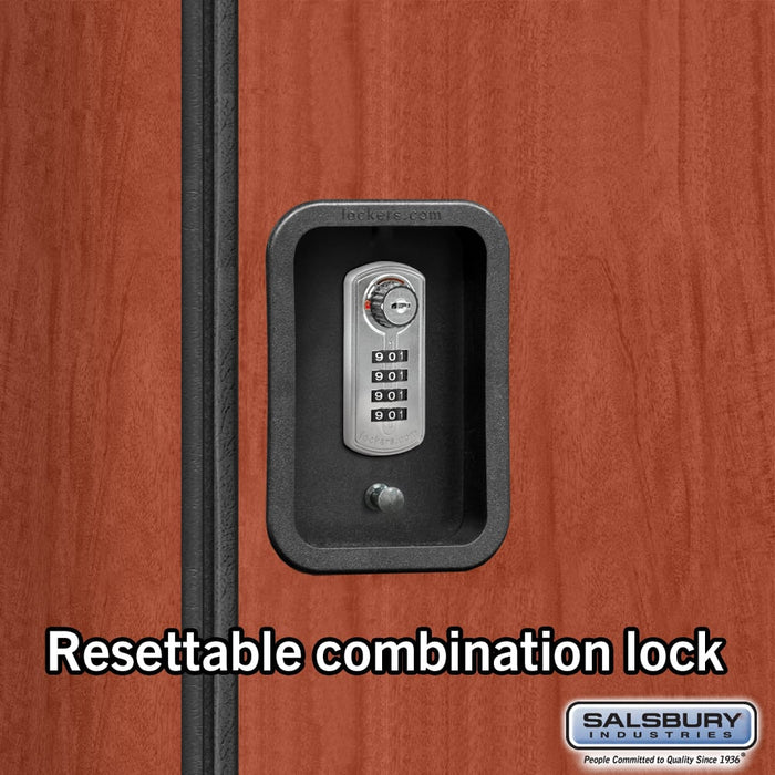 Salsbury 12" Wide Double Tier Designer Wood Locker - 1 Wide - 6 Feet High - 21 Inches Deep - Cherry - Silver Resettable Combination Locks - Sweatfully