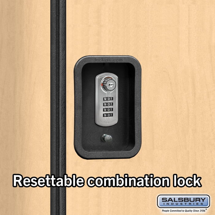 Salsbury 12" Wide Five Tier Box Style Designer Wood Locker - 1 Wide - 5 Feet High - 18 Inches Deep - Maple - Silver Resettable Combination Locks - Sweatfully