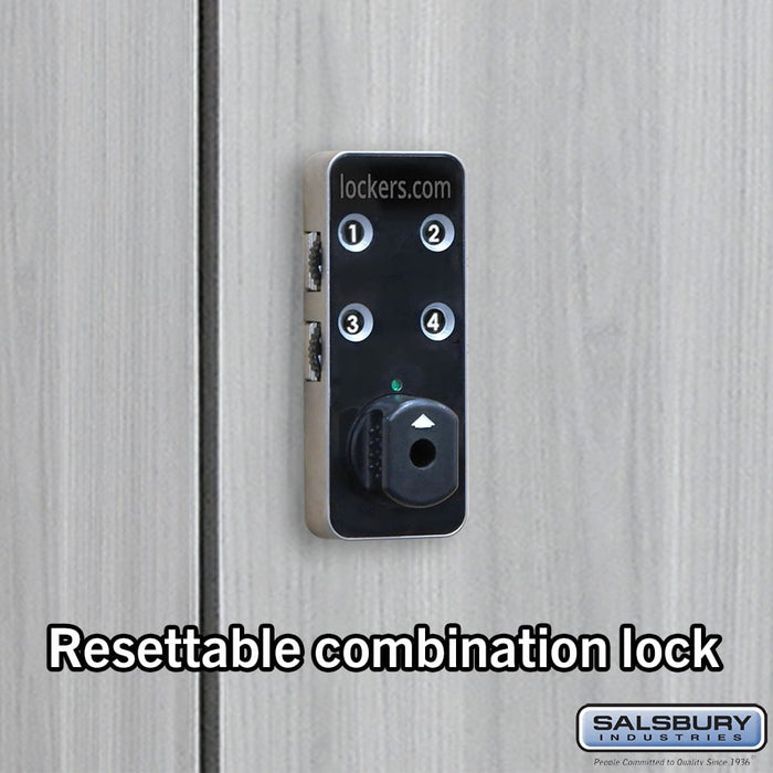 Salsbury 15" Wide Premier Wood Locker - Single Tier - 1 Wide - 6 Feet High - 21" Deep - Silver Teak - Resettable Combination Locks - Sweatfully
