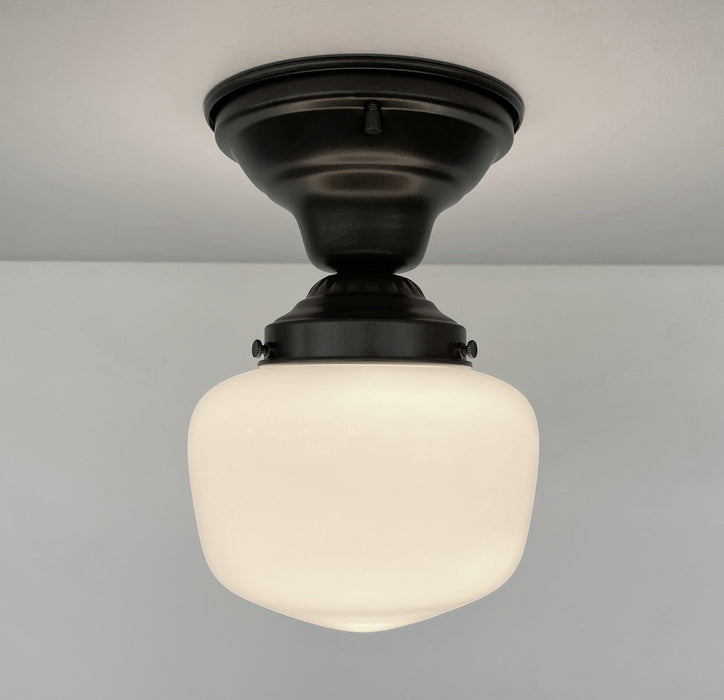 Simple Schoolhouse CEILING LIGHT Fixture of Milk Glass - Sweatfully