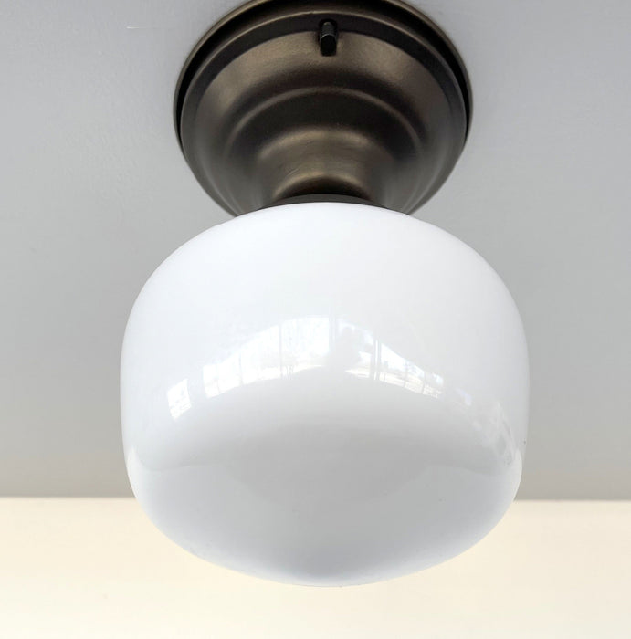 Simple Schoolhouse CEILING LIGHT Fixture of Milk Glass - Sweatfully