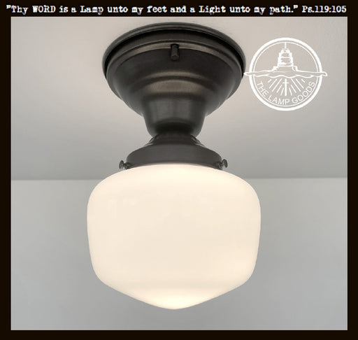 Simple Schoolhouse CEILING LIGHT Fixture of Milk Glass - Sweatfully