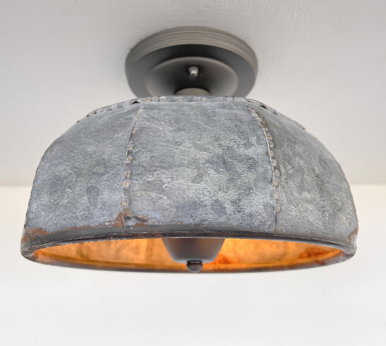 Rustic Metal Farmhouse Ceiling Light - Eight Sided - Sweatfully