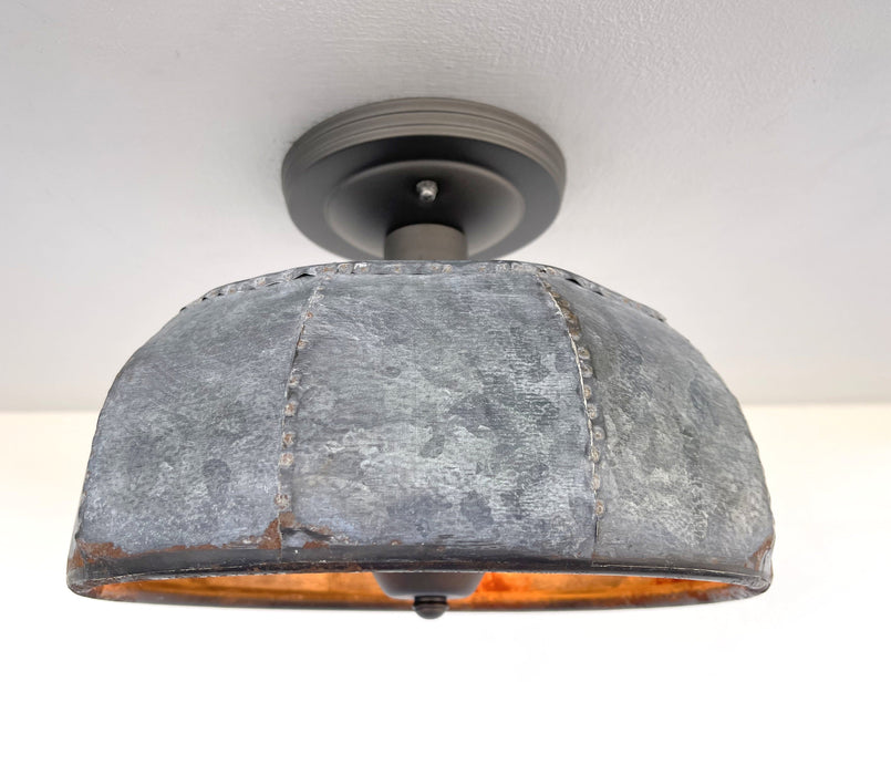 Rustic Metal Farmhouse Ceiling Light - Eight Sided - Sweatfully